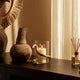 Accent  Pillar Candle Holder w Gold Metal Snake & Glass Cylinder | 9"