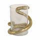 Accent  Pillar Candle Holder w Gold Metal Snake & Glass Cylinder | 9"