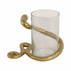 Accent  Pillar Candle Holder w Gold Metal Snake & Glass Cylinder | 9"