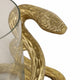 Accent  Pillar Candle Holder w Gold Metal Snake & Glass Cylinder | 9"