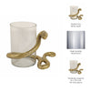 Accent  Pillar Candle Holder w Gold Metal Snake & Glass Cylinder | 9"