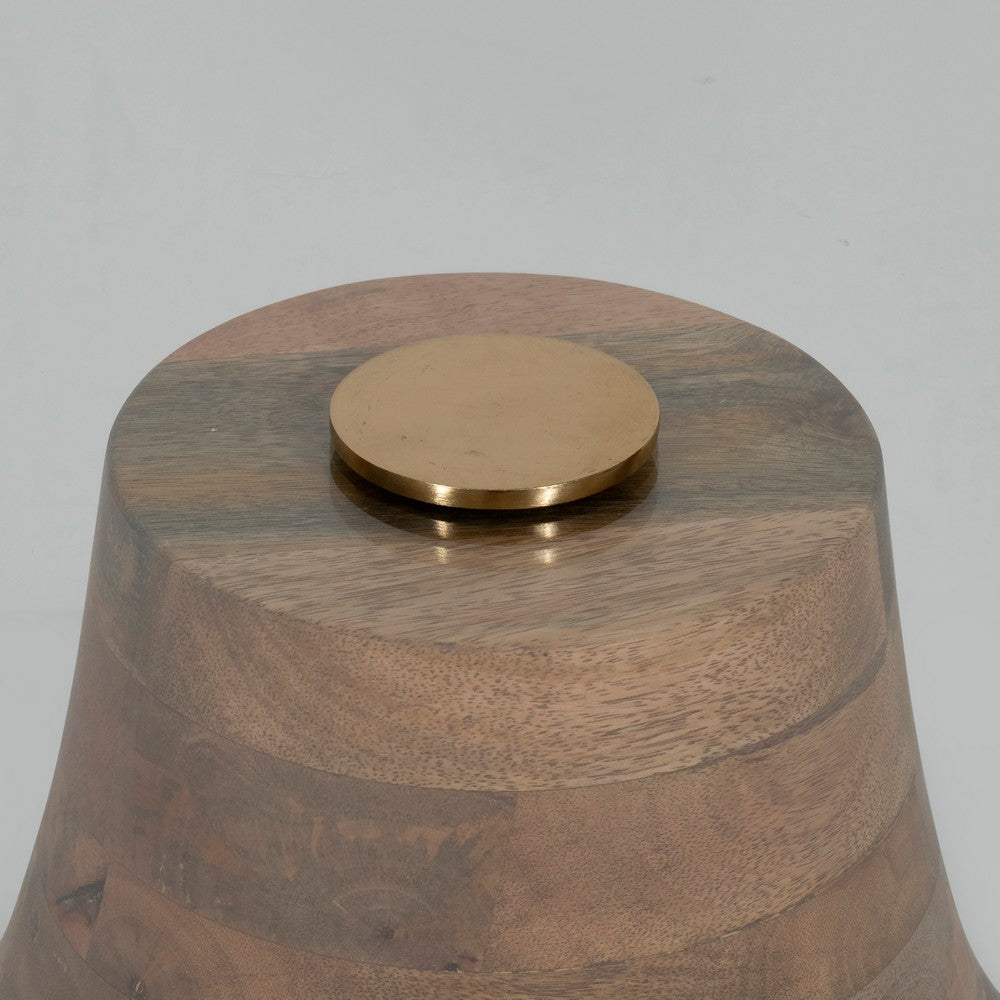 Coffee Table w 34" Round Glass Top | Striped Wood Pedestal Base