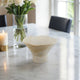 Decorative Pedestal Bowl w Subtle Wavy Rim | 9" | Tan Brown Sandstone