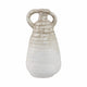 Slanted Amphora Vase with Ear Handles | Ivory Beige Ribbed Terracotta 18"