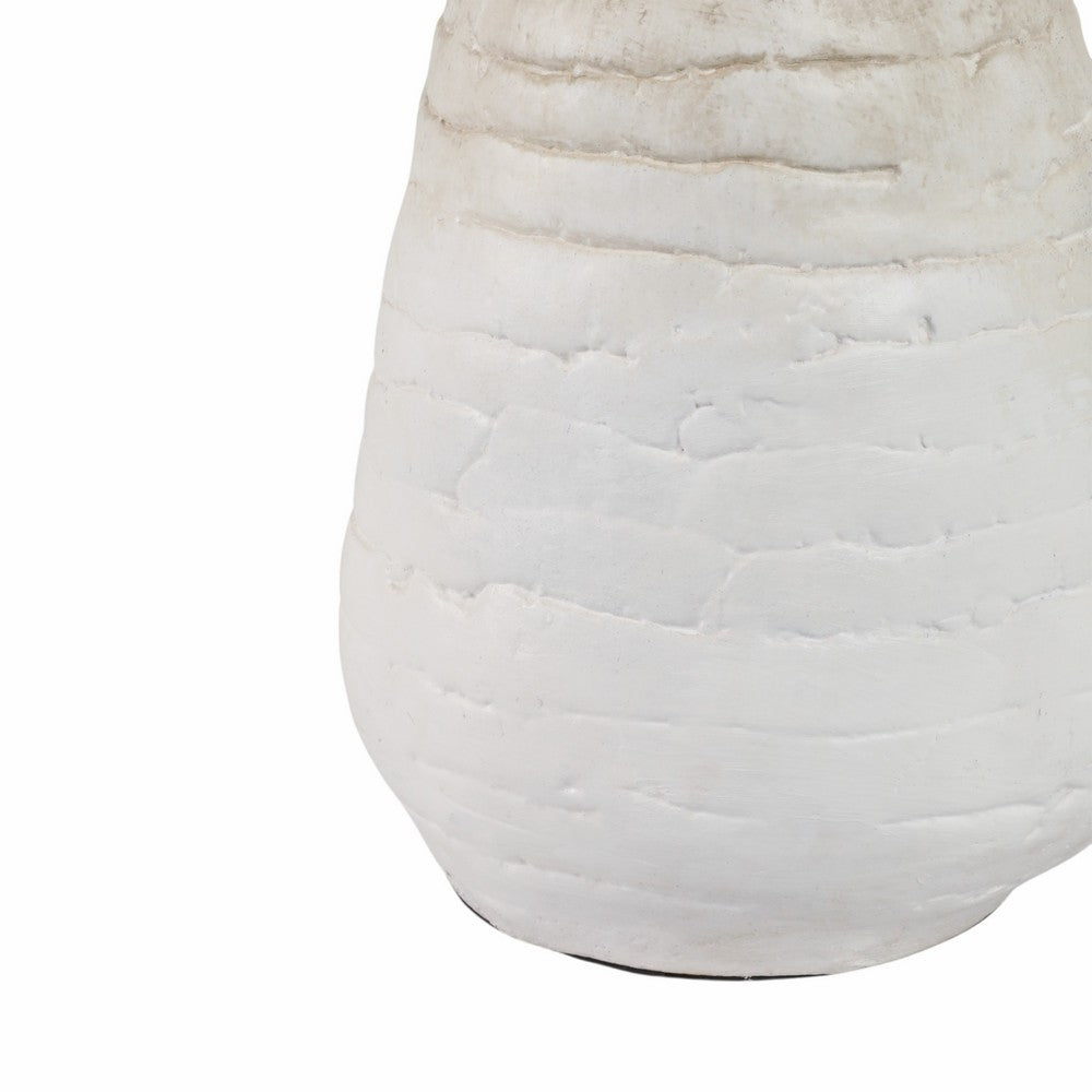 Slanted Amphora Vase with Ear Handles | Ivory Beige Ribbed Terracotta 18"