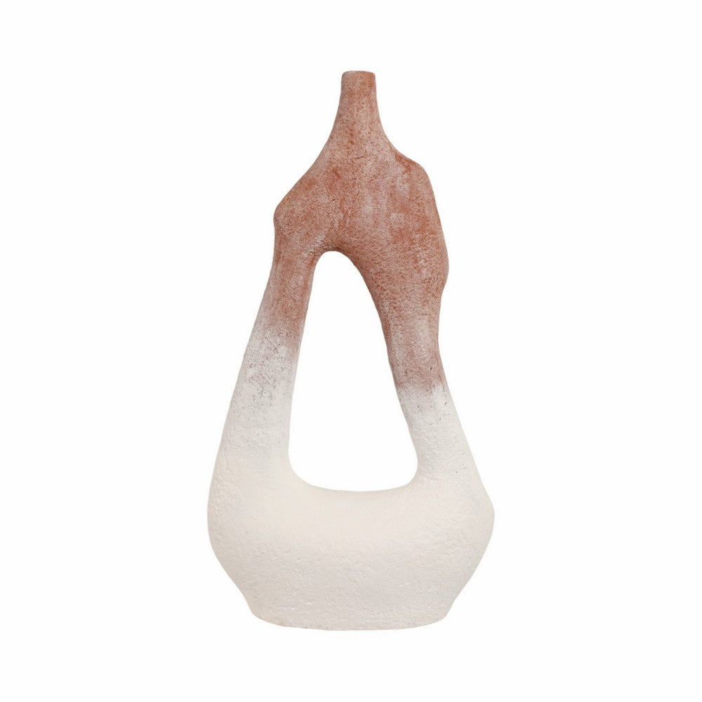 Floor Vase | Curvy Open Cut-Out Terracotta | Ivory Brown Finish | 36"
