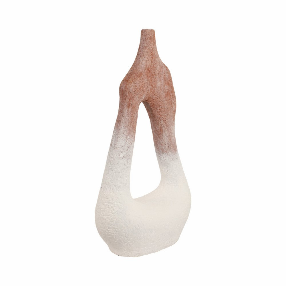 Floor Vase | Curvy Open Cut-Out Terracotta | Ivory Brown Finish | 36"