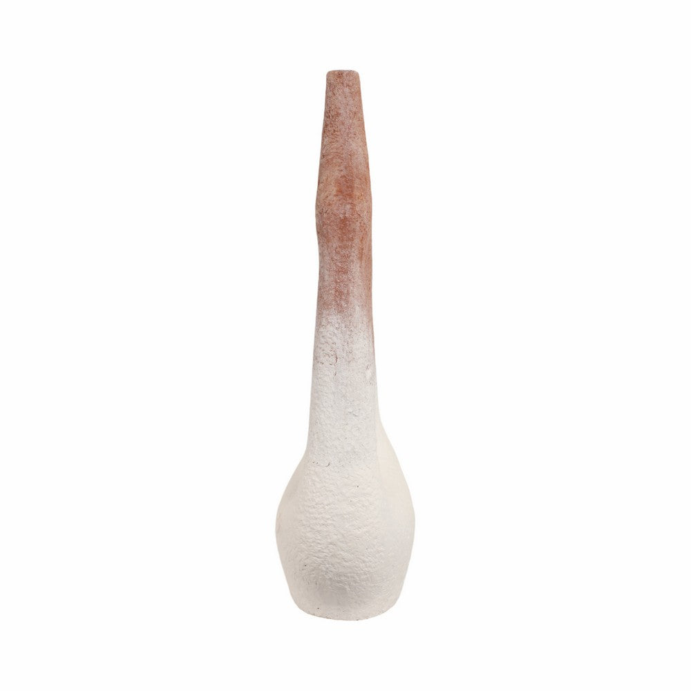 Floor Vase | Curvy Open Cut-Out Terracotta | Ivory Brown Finish | 36"