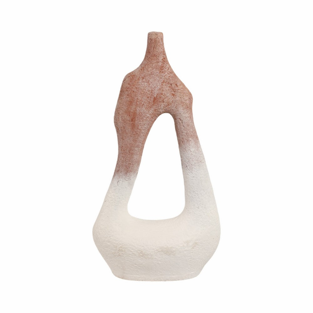 Floor Vase | Curvy Open Cut-Out Terracotta | Ivory Brown Finish | 36"