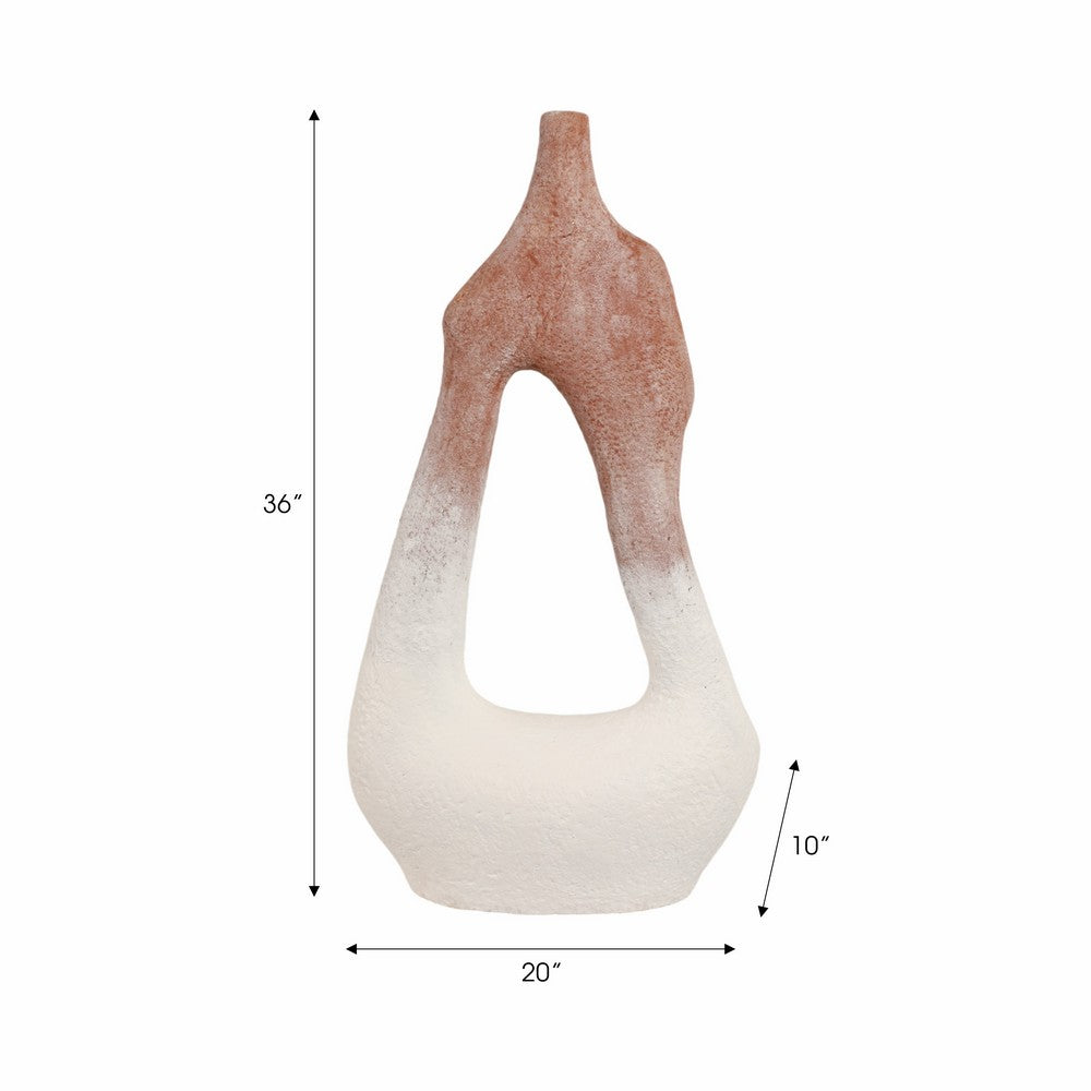 Floor Vase | Curvy Open Cut-Out Terracotta | Ivory Brown Finish | 36"