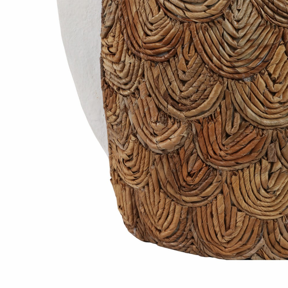 15" Handcrafted Woven Scale Terracotta Fish Vase | Ivory & Natural