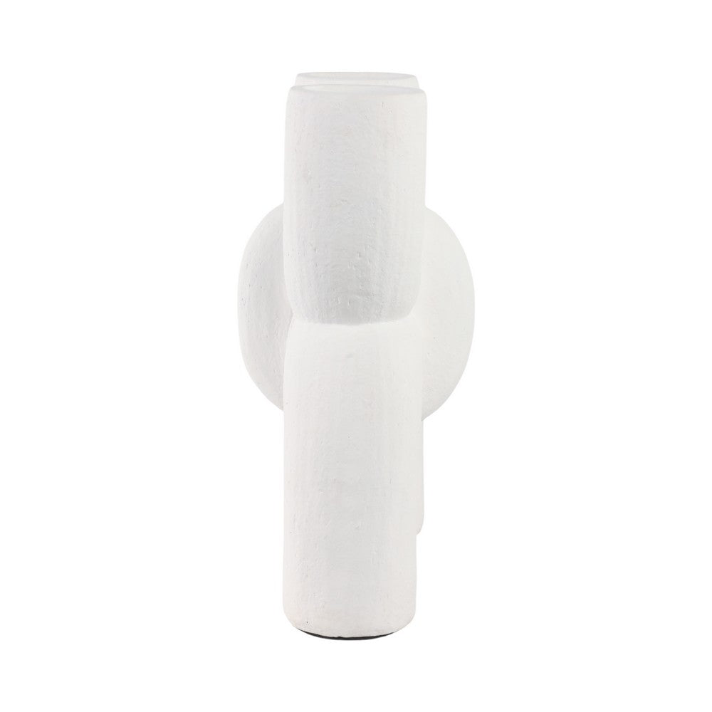 Dev Sculptural Vase | Geometric Chain Handcrafted Terracotta | 15" White