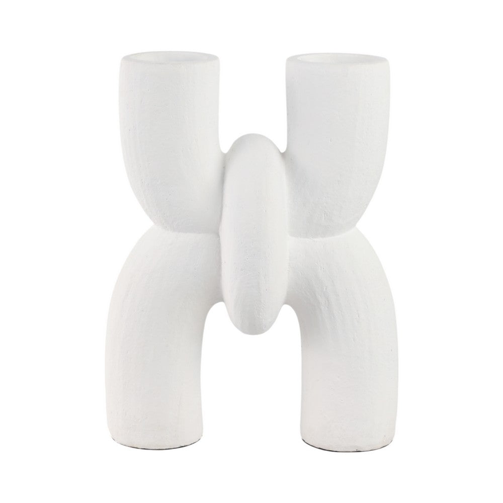 Dev Sculptural Vase | Geometric Chain Handcrafted Terracotta | 15" White