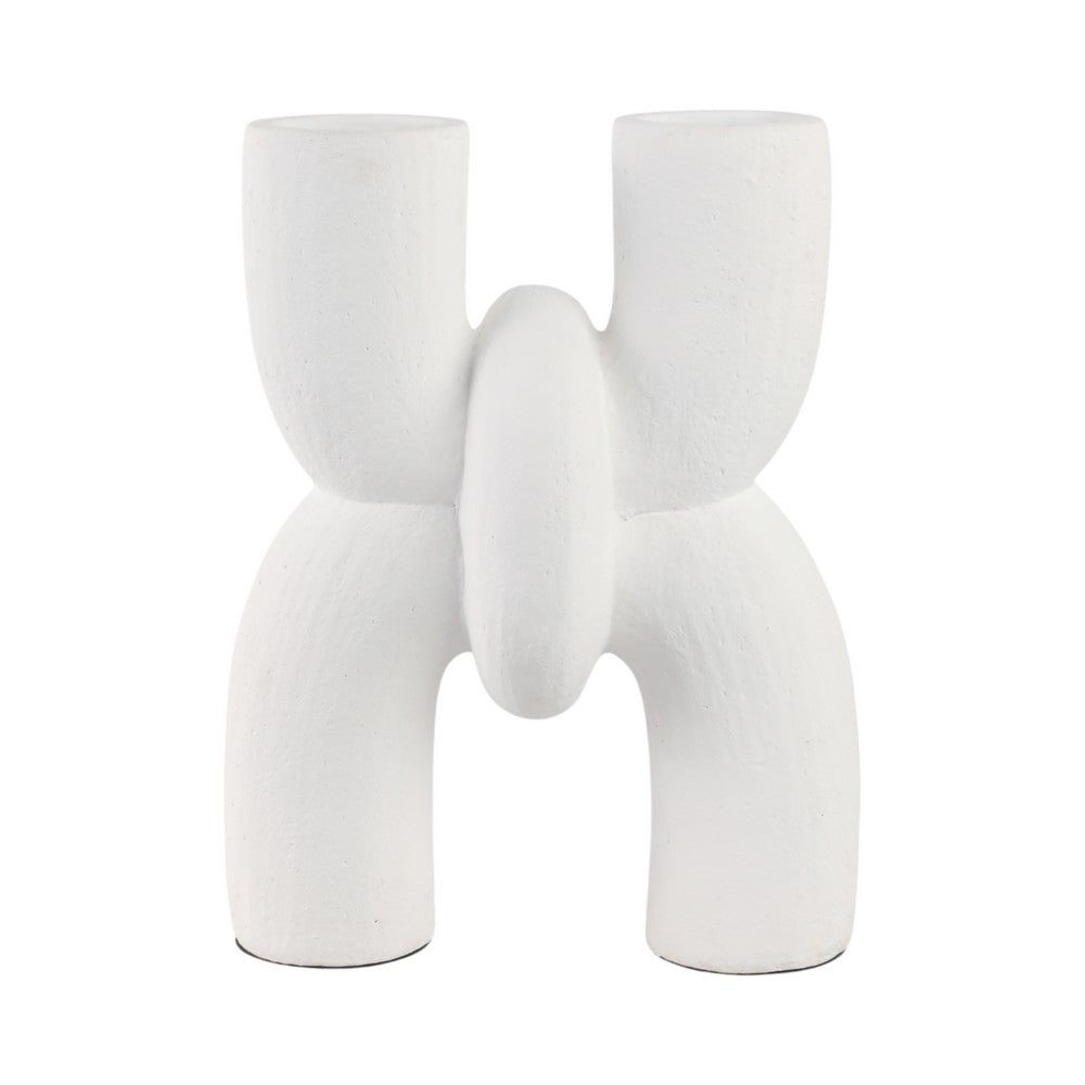 Dev Sculptural Vase | Geometric Chain Handcrafted Terracotta | 15" White