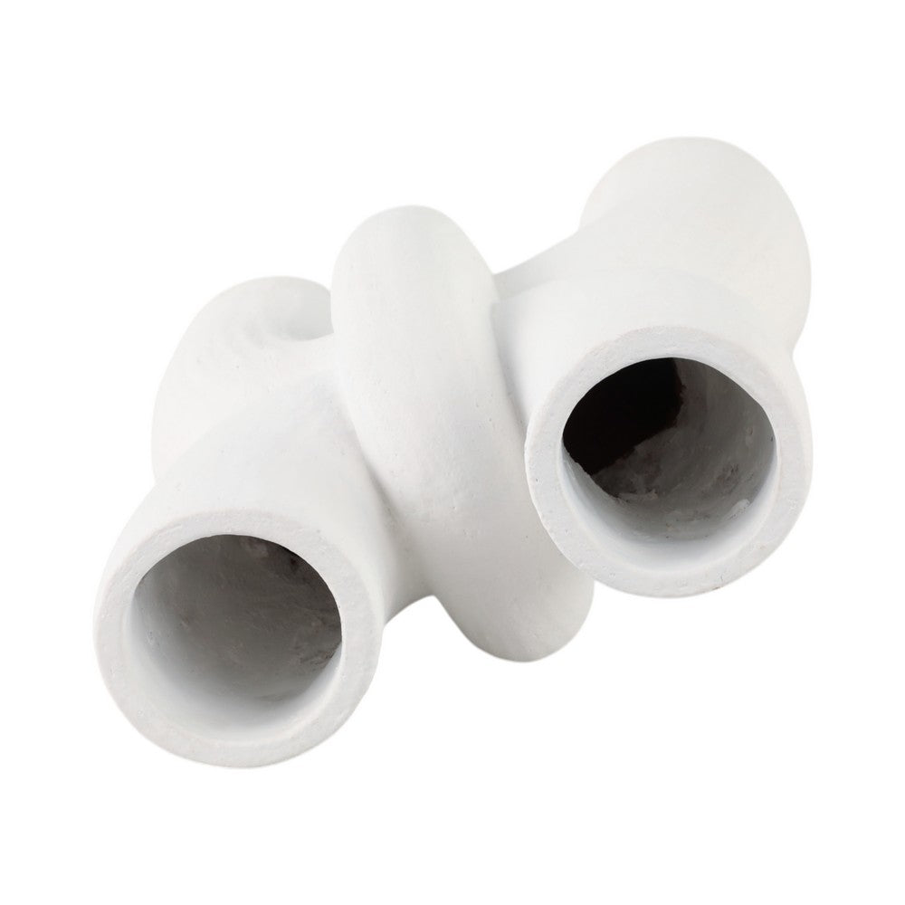 Dev Sculptural Vase | Geometric Chain Handcrafted Terracotta | 15" White