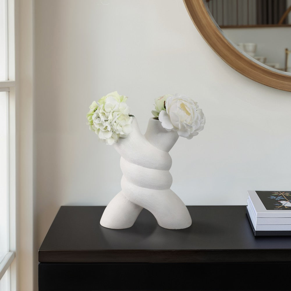 Dev Sculptural Vase | Twisted X Handcrafted Terracotta | 14" White