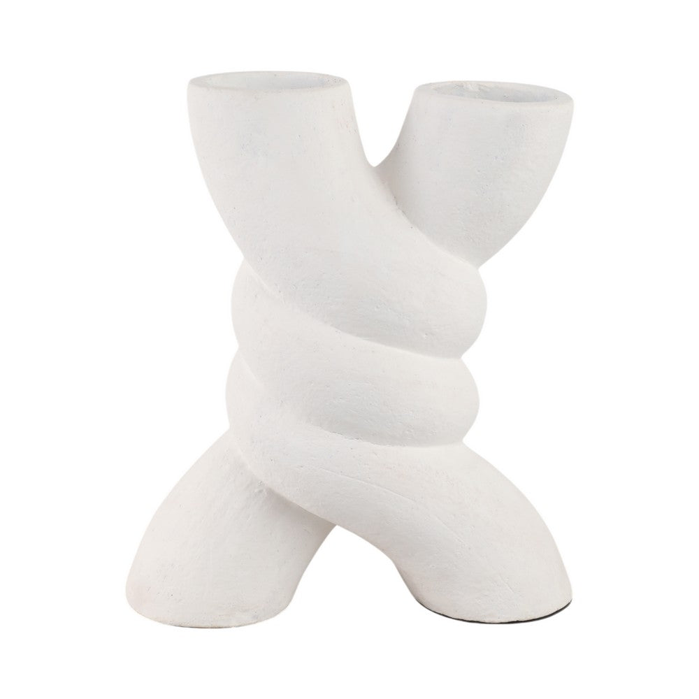 Dev Sculptural Vase | Twisted X Handcrafted Terracotta | 14" White