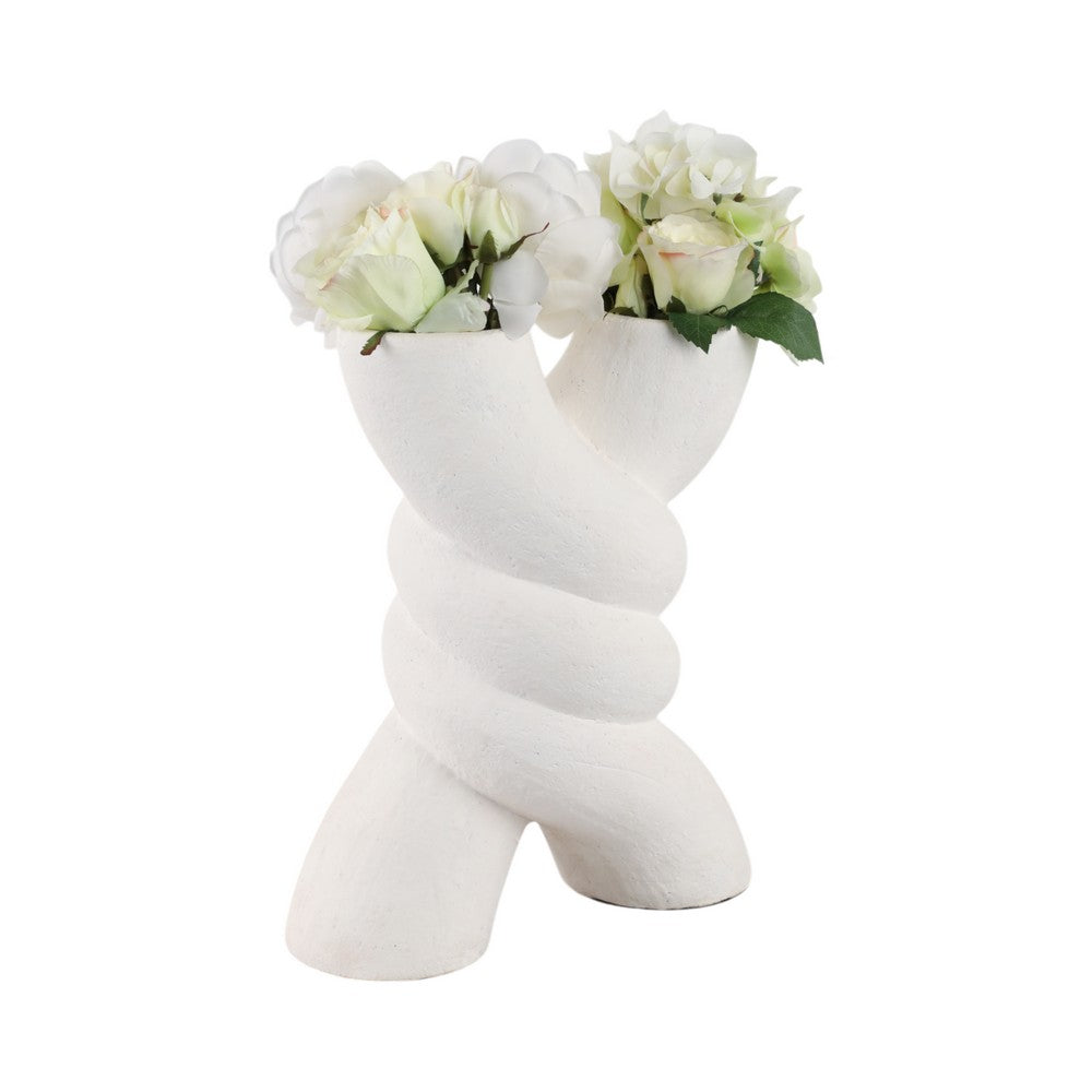 Dev Sculptural Vase | Twisted X Handcrafted Terracotta | 14" White