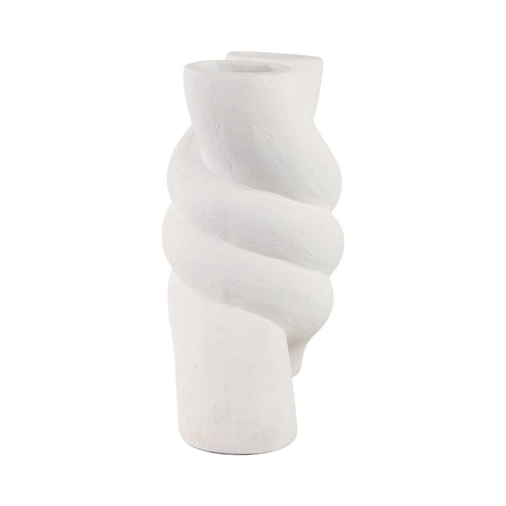 Dev Sculptural Vase | Twisted X Handcrafted Terracotta | 14" White