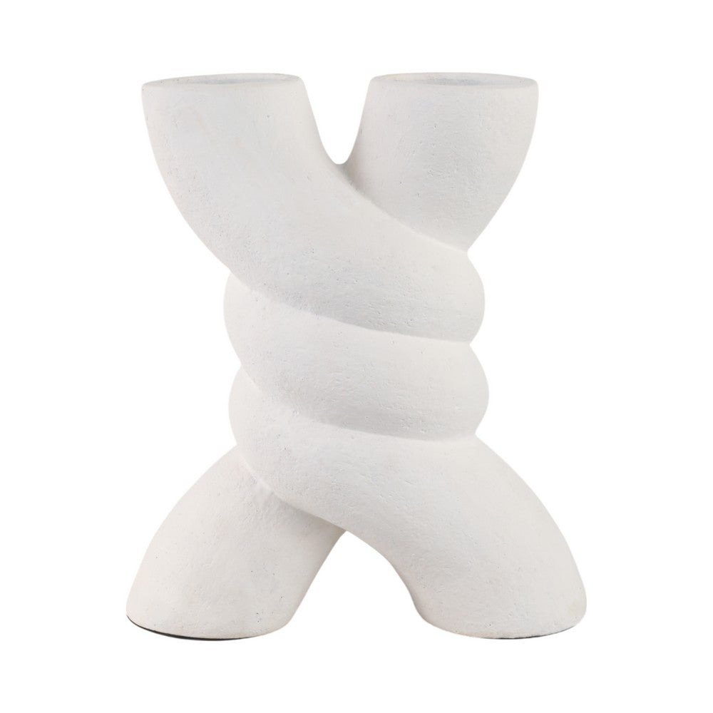 Dev Sculptural Vase | Twisted X Handcrafted Terracotta | 14" White