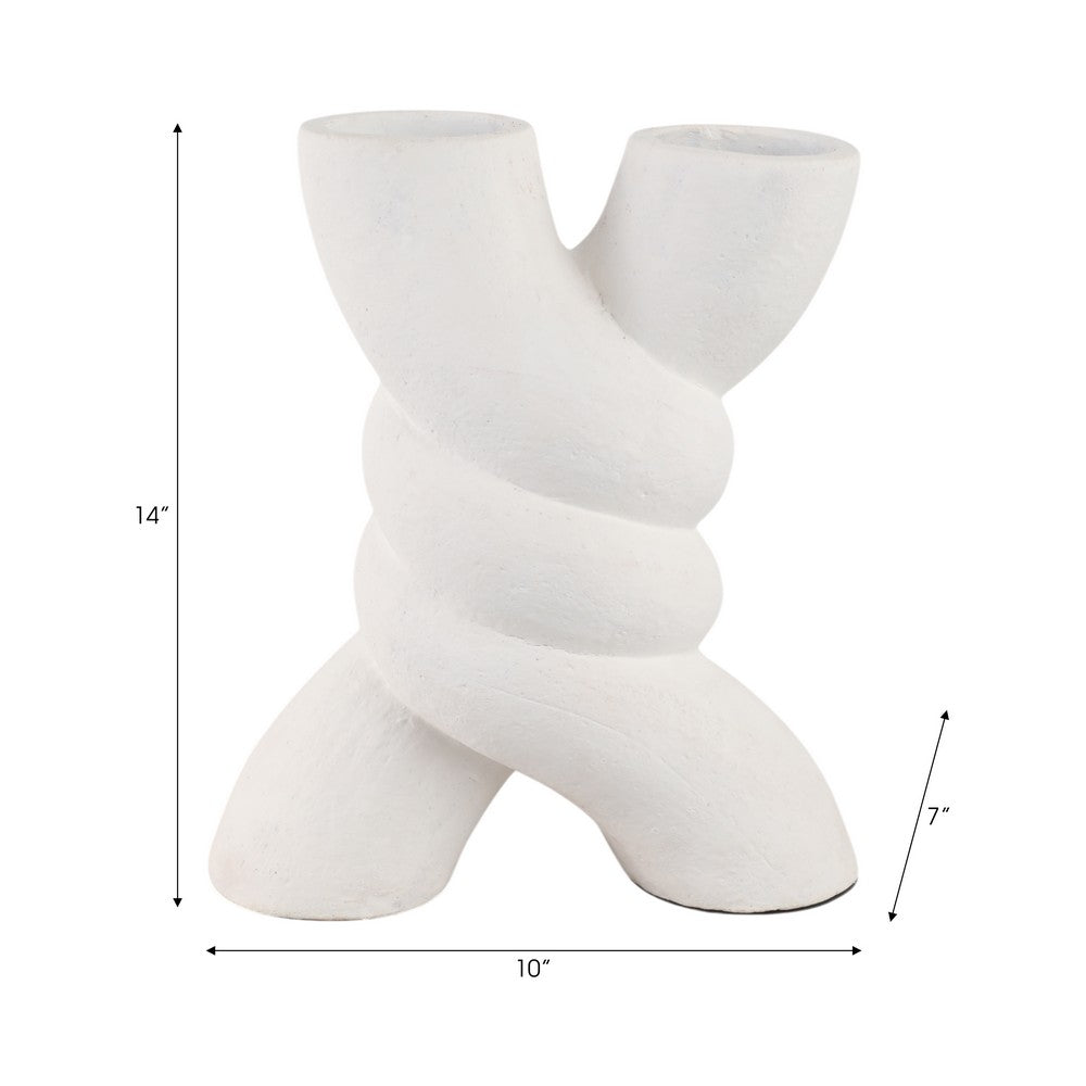 Dev Sculptural Vase | Twisted X Handcrafted Terracotta | 14" White