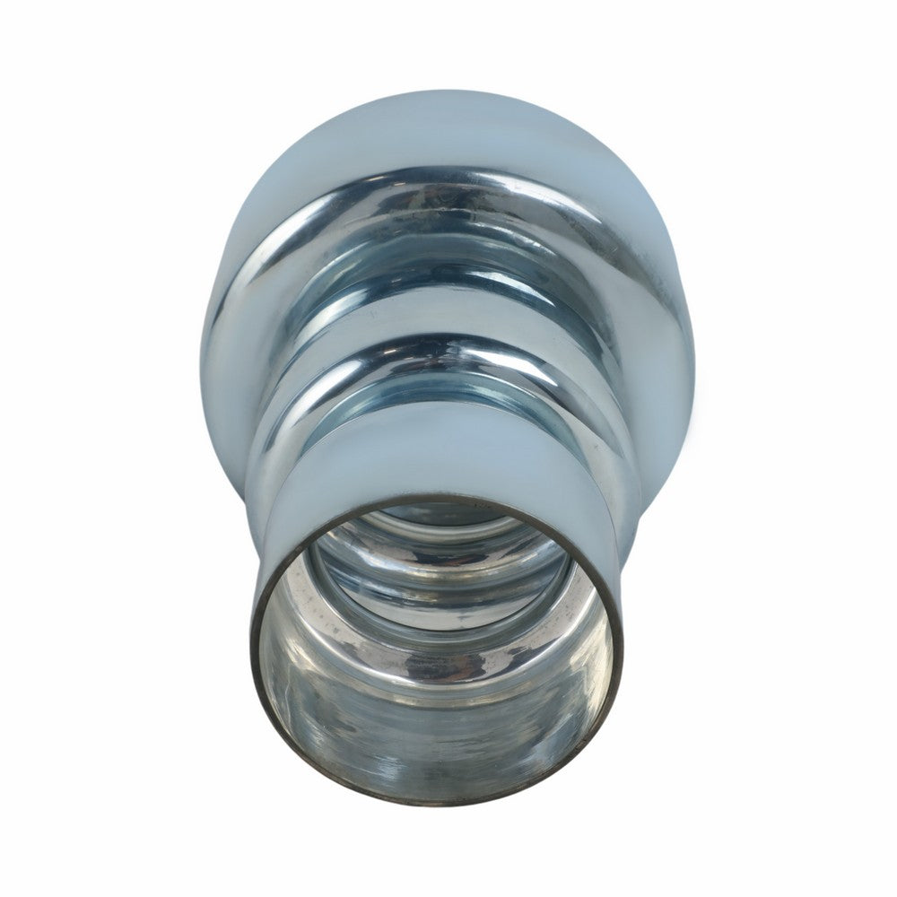 Stacked Cylinder Vase | Contemporary Silver Blue Glass Metallic Finish 12"