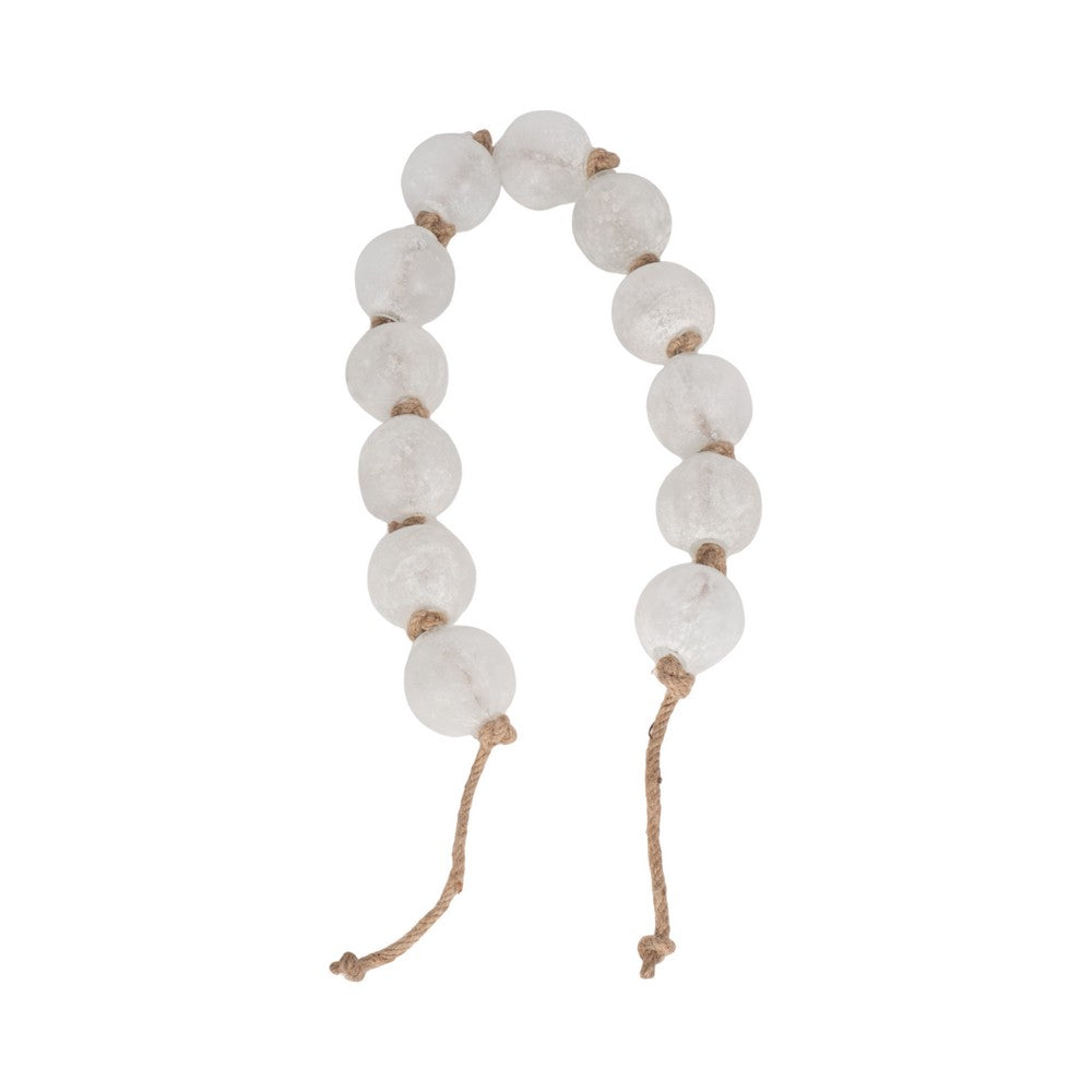 Beaded Garland | Clear Orb Glass Beads | Brown Jute Cord | Coastal 48"