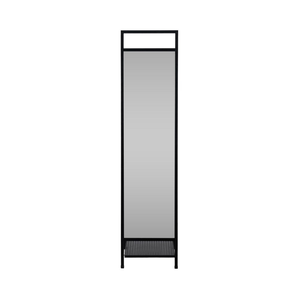 Standing Floor Mirror with Hanging Hooks | 63" | Black Iron Frame
