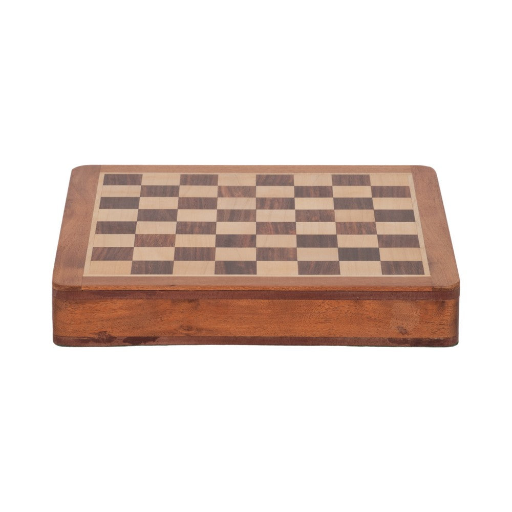 10" Handcrafted Magnetic Chess Set | Natural Brown Acacia Wood