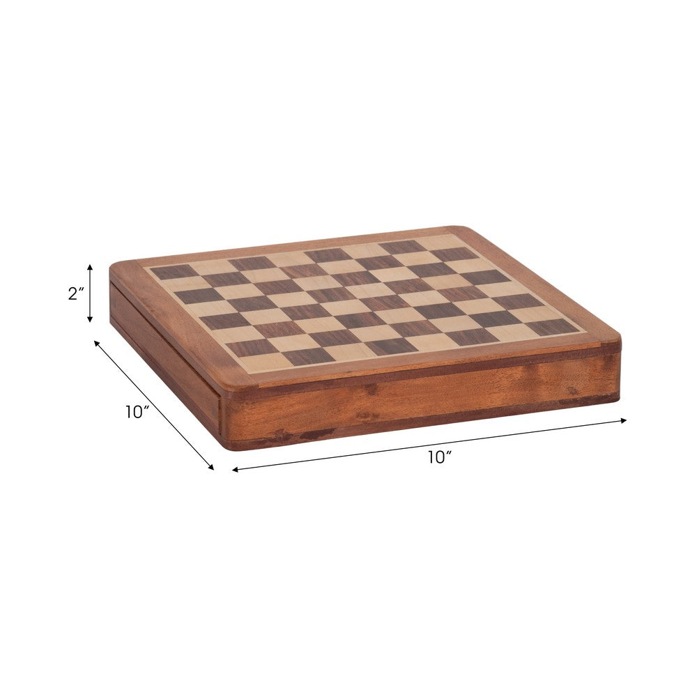 10" Handcrafted Magnetic Chess Set | Natural Brown Acacia Wood