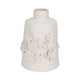 Decorative Vase | 3D Flower Accent Boho Style | 11" White Ceramic