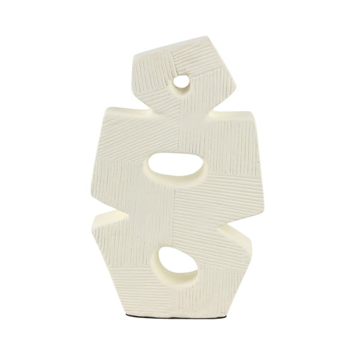 Abstract Geometric Sculpture Decoration | 15" | Ivory Textured Terracotta