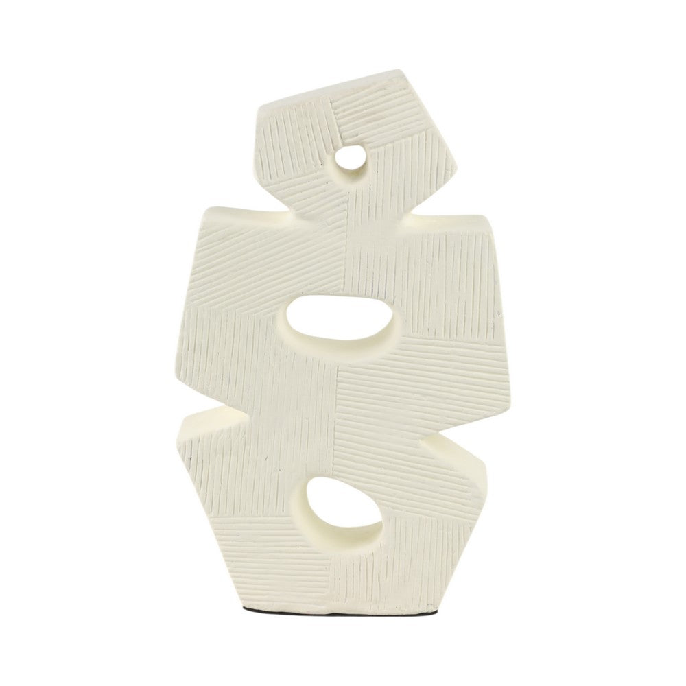 Abstract Geometric Sculpture Decoration | 15" | Ivory Textured Terracotta