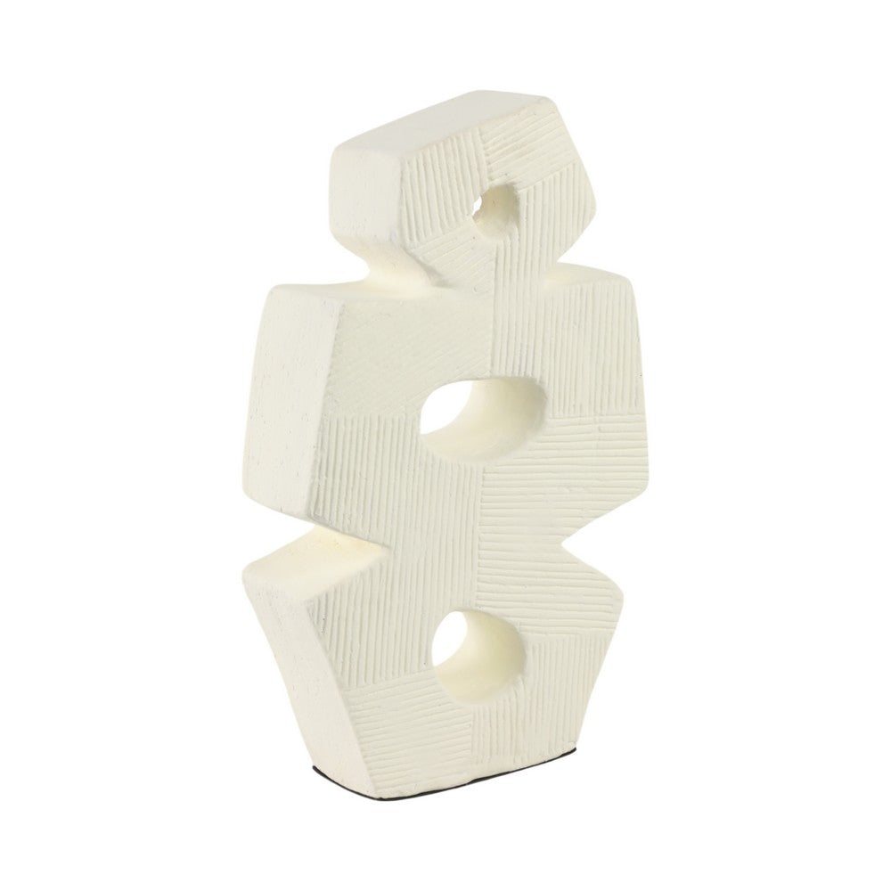 Abstract Geometric Sculpture Decoration | 15" | Ivory Textured Terracotta