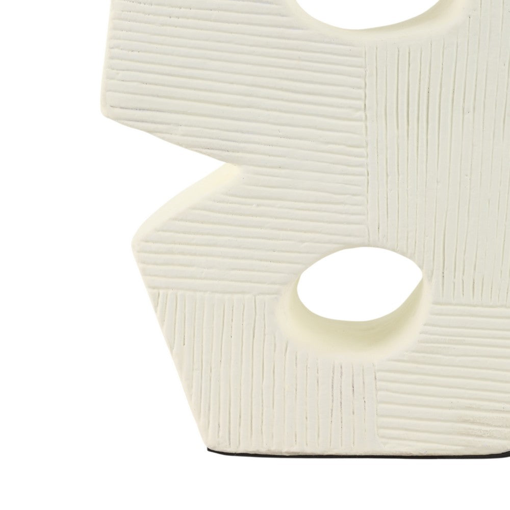 Abstract Geometric Sculpture Decoration | 15" | Ivory Textured Terracotta