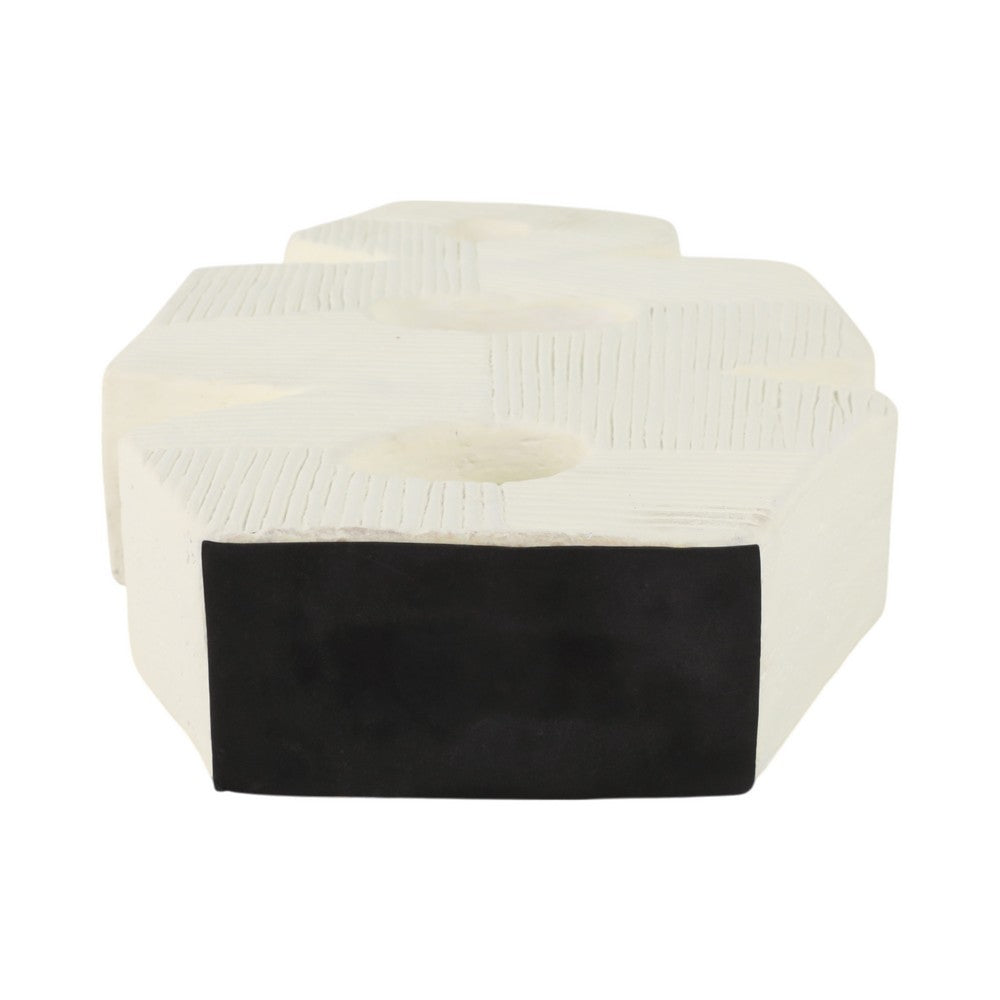 Abstract Geometric Sculpture Decoration | 15" | Ivory Textured Terracotta
