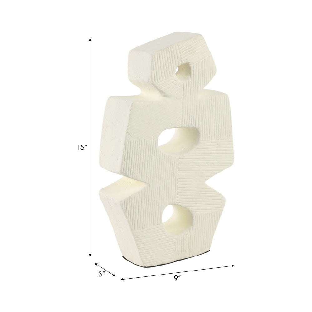 Abstract Geometric Sculpture Decoration | 15" | Ivory Textured Terracotta