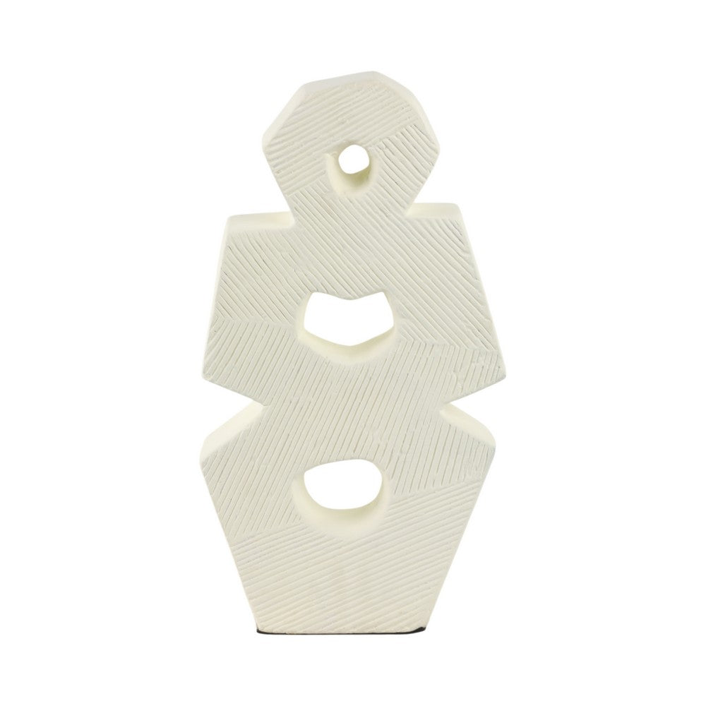 Decorative Sculpture | Modern Abstract Geometric Cutouts | 18" Ivory