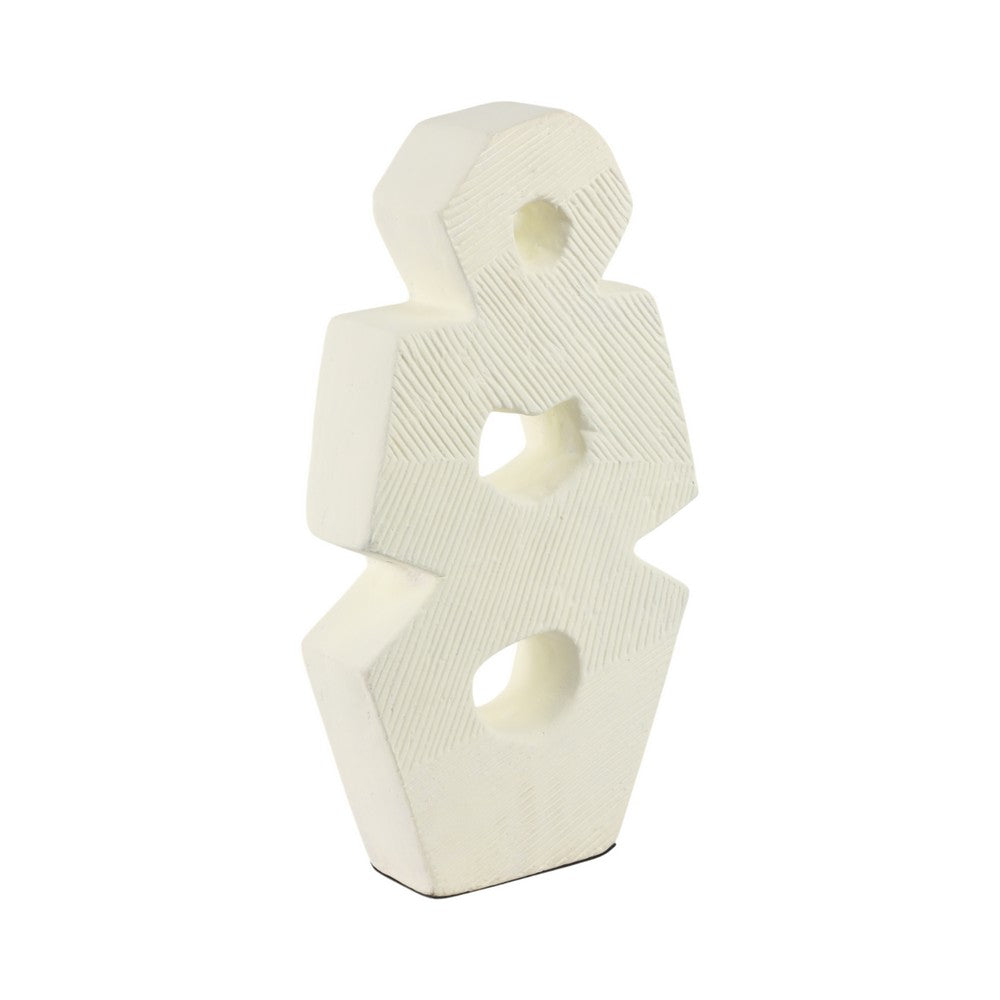 Decorative Sculpture | Modern Abstract Geometric Cutouts | 18" Ivory