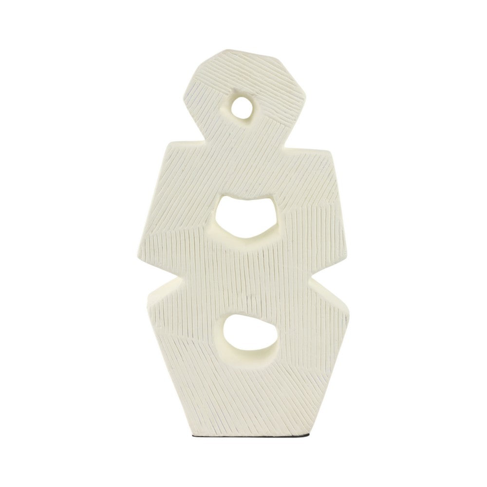 Decorative Sculpture | Modern Abstract Geometric Cutouts | 18" Ivory