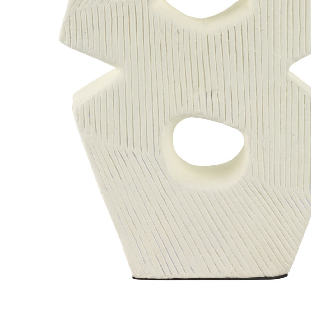 Decorative Sculpture | Modern Abstract Geometric Cutouts | 18" Ivory