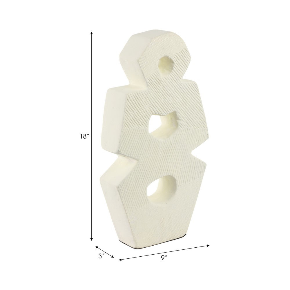 Decorative Sculpture | Modern Abstract Geometric Cutouts | 18" Ivory