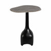 Accent Table | Curved Beige Marble on Black Metal Sculptural Base | 21"