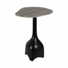 Accent Table | Curved Beige Marble on Black Metal Sculptural Base | 21"