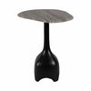 Accent Table | Curved Beige Marble on Black Metal Sculptural Base | 21"