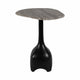 Accent Table | Curved Beige Marble on Black Metal Sculptural Base | 21"