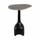 Accent Table | Curved Beige Marble on Black Metal Sculptural Base | 21"