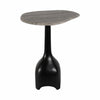 Accent Table | Curved Beige Marble on Black Metal Sculptural Base | 21"