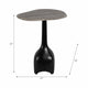 Accent Table | Curved Beige Marble on Black Metal Sculptural Base | 21"