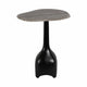 Accent Table | Curved Beige Marble on Black Metal Sculptural Base | 21"